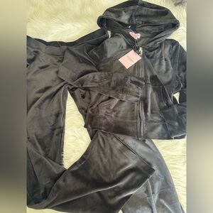 Juicy Couture Black liquorice Bling Velour Hoodie & Pant Set